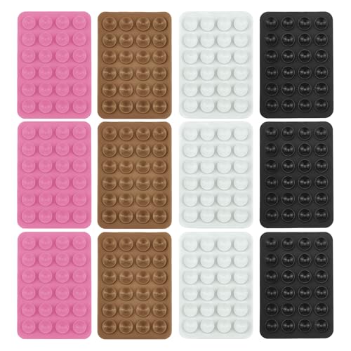 12 Pcs Handy Kleber Rückseite Saugnapf,Handy Saugnapf,Handyhülle Saugnäpfe Mit Silikon,Sticky Handy-Saugnapf,Handyhalterung,Handykleber,Silikon-Handyhüllenhalterung(Schwarz, Weiß, Braun, Rosa) von xianshi