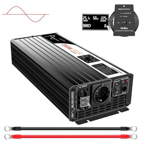 Xijia 2500W Reiner Sinus-Wechselrichter mit Fernbedienung und Zwei digitalem LCD-Display DC 12V bis AC 230V 50Hz für den Heimgebrauch (DC12V (Reichweite 10V-15V) 2500W) von xijia