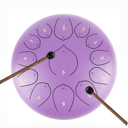 Steel Tongue Drum, 13 Noten 12 Zoll Chakra Tank Drum mit Handpan Drum Schlägel und Tragetasche, Klangheilungsinstrumente für Musikerziehung, Unterhaltung, Meditation, Yoga von xinhong