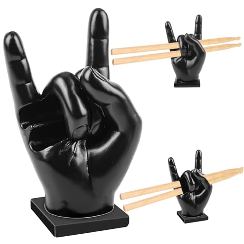 Drumstick Halter Drumstick Holder Hand, Halter Drumstick Display Show Rack, Harz Rock Hand Drum Sticks Halter, Lustiger Kreativer Trommelstick -Halter, Decoration Und Geschenk Für Schlagzeuger (Black) von xinrongda