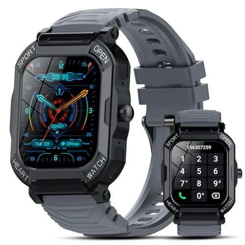 xinwld Smartwatch Herren Damen mit Telefonfunktion, 1.91" Fitnessuhr, Sportuhr Herren mit Herzfrequenz Schlafmonitor Schrittzähler von xinwld