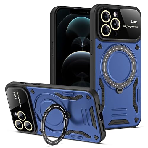 xinyunew Handyhülle für iPhone 16 Pro Max hülle,iPhone 16 Pro Max Hülle mit Kameraschutz Ring Ständer Outdoor Stoßfest iPhone 16 Pro Max Case - Blau von xinyunew