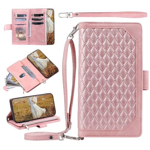 xinyunew Handykette Hülle für Motorola Edge 50 Neo mit Band Halsband Lanyard [Standfunktion] Handyhülle,Handyhülle mit Verstellbarer Lanyard,Klapphülle Ledertasche Handyhülle - Rosa von xinyunew