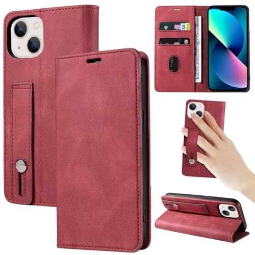 xinyunew Hülle Handyhülle für OnePlus 9 Lederhülle, Sturz- und Kratzfest, Hochwertiges PU-Leder Folio Brieftasche Handyhülle [magnetischer Verschluss]. Rot von xinyunew