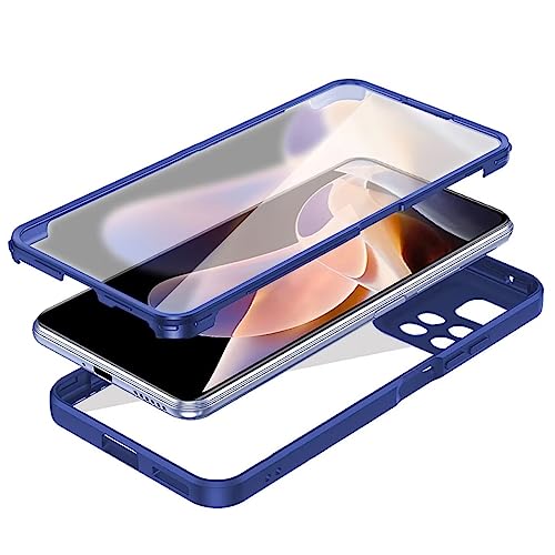 xinyunew Kompatibel mit Samsung Galaxy A22 4G/M22/M32 4G Hülle,360 Grad vollschutz Handyhülle Stoßfest Cover Rugged Schutzhülle mit eingebautem Displayschutz, Blau von xinyunew