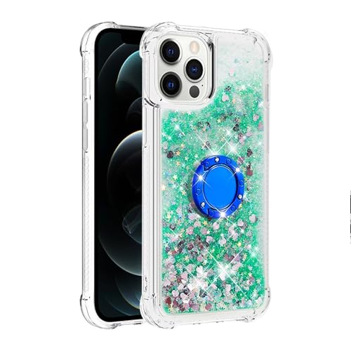 xinyunew Ständer für Xiaomi 14T Pro Hülle, Mädchen Frauen Glitzer Handyhülle mit Ring Halter Ständer Schutzhülle für Xiaomi 14T Pro Case Cover - Green von xinyunew