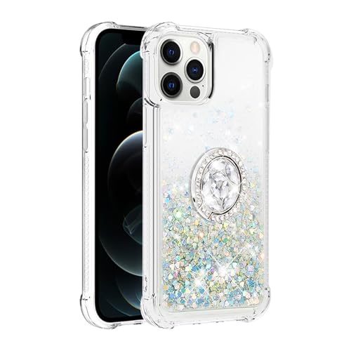 xinyunew Ständer für iPhone 14 Pro Max Hülle, Mädchen Frauen Glitzer Handyhülle mit Ring Halter Ständer Schutzhülle für iPhone 14 Pro Max Case Cover - Silvery von xinyunew