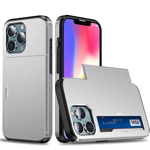 xinyunew Standard Handyhülle für Huawei P30 Pro Case Silikon, mit Kartenfach Silikon TPU Handyhülle Dünn Weiche Stoßfest Flexibel Handy Tasche Bumper Brieftasche Case-Silbrig von xinyunew