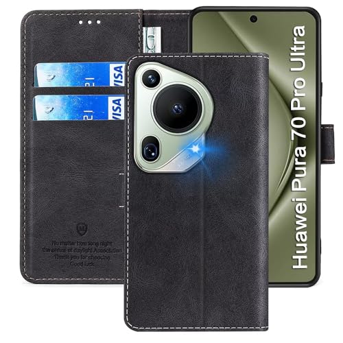 xinyunew Wallet Serie Handyhülle für Huawei Pura 70 Ultra Hülle Leder Flip Case Cover Schutzhülle für Huawei Pura 70 Ultra Tasche, Schwarz von xinyunew