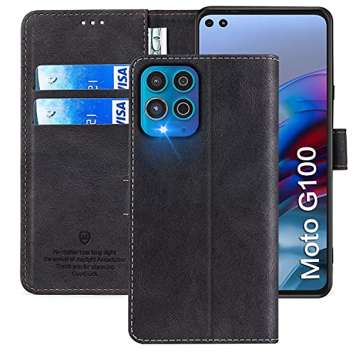 xinyunew Wallet Serie Handyhülle für Motorola Moto G100 Hülle Leder Flip Case Cover Schutzhülle für Motorola Moto G100 Tasche, Schwarz von xinyunew