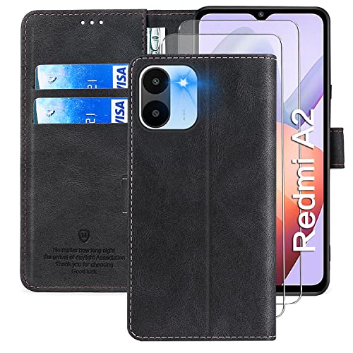 xinyunew Wallet Serie Handyhülle für Xiaomi Redmi A2 Hülle Leder Flip Case Cover Schutzhülle für Xiaomi Redmi A2 Tasche Schutzhülle Klapphülle, Schwarz von xinyunew