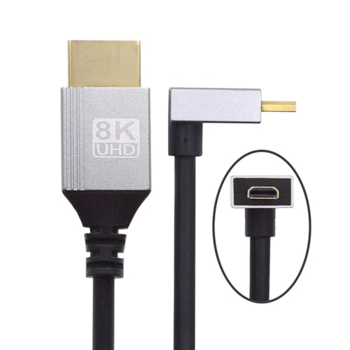 xiwai HDTV-90-Grad-Micro-HDMI-2.1-Nach oben abgewinkeltes Ultradünnes Kabel 8K 4K Hyper Super Flexible Slim Cord Typ A auf Typ D für Kameramonitor, 0,5 m von xiwai