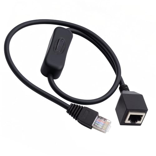 xiwai RJ45 Stecker auf Buchse, CAT6 8P8C STP UTP Verlängerungskabel mit An-/Ausschalter 304 Singal Switch LAN Ethernet Netzwerk-Patchkabel, 60 cm von xiwai