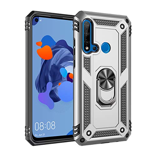 yanzi Kompatibel mit Huawei P20 Lite/Nova 5i Smartphone Hülle(Silber)+3D Displayschutzfolie[Militär-Stoßfeste]-[Ständer] Schutzhülle Rugged Kratzfest Bumper Handyhülle für Huawei P20 Lite-2019 von yanzi