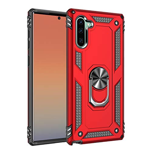 yanzi Kompatibel mit Samsung Galaxy Note 10 Smartphone Hülle(Rot)+3D Displayschutzfolie[Militär-Stoßfeste]-[Ständer] Schutzhülle Rugged Kratzfest Bumper Handyhülle für Galaxy Note 10-2019 von yanzi