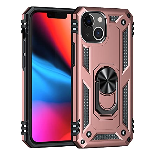 yanzi Kompatibel mit iPhone 13MiNi Smartphone Hülle(Roségold)+3D Displayschutzfolie[Militär-Stoßfeste]-[Ständer] Schutzhülle Rugged Kratzfest Bumper Handyhülle für iPhone 13MiNi-2021 von yanzi