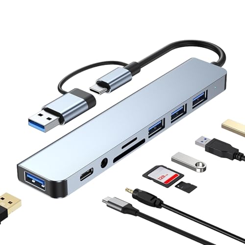 yanzisura USB-Typ-C-Dockingstation, -Dock, 8-in-1-Dockingstationen, Doppelanschluss, multifunktionaler Computer- -Hub mit Doppelanschluss für Tastaturen, Drucker, Kartenleser von yanzisura