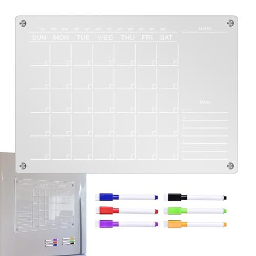 Magnetisches Acryl-Löschtafel, transparenter Monatsplaner, magnetischer Wochenkalender, löschbares transparentes Acryl Memoboard, Whiteboard für Kühlschrank, von ycezw