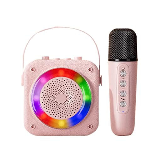 Sprachverstärker – Kabelloses Karaoke-System, tragbarer Karaoke-Lautsprecher | LED-Licht-Lautsprecher mit schnurlosen Mikrofonen, LED-Licht, kabelloses Lautsprecher-Mikrofon-Set für Veranstaltungen im von ycezw