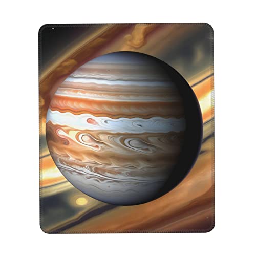 Jupiter quadratisches Mauspad im Querformat, rutschfeste waschbare Gummiunterseite, Mauspad für Büro-Laptops, 21,6 x 26,2 cm von yefan