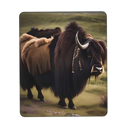 Mighty Highland Yak quadratisches Mauspad und rutschfeste, waschbare Gummiunterseite, Mauspad für Büro-Laptops, 25,4 x 30,5 cm von yefan