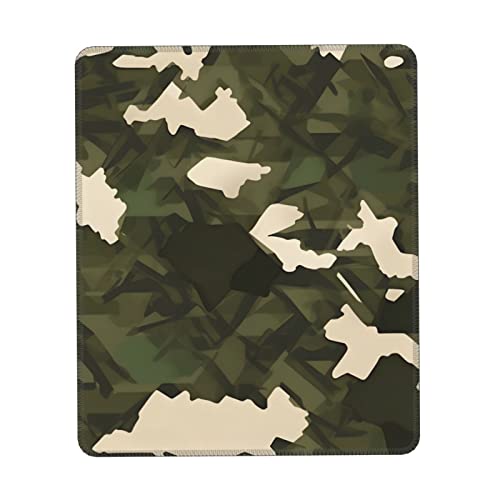 Quadratisches Mauspad mit Armee-Camouflage-Muster, rutschfest, waschbar, Gummiunterseite, für Büro-Laptops, 17,8 x 21,8 cm von yefan