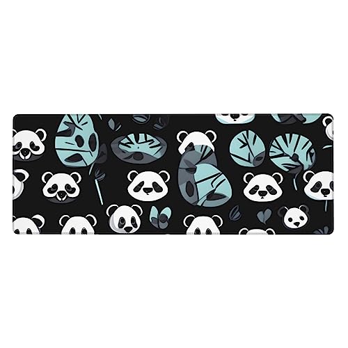 Schwarzes und weißes Panda-Gesicht, großes Mauspad mit genähten Kanten, Tastatur-Mauspad für Büro und Zuhause (80 cm x 30 cm). von yefan