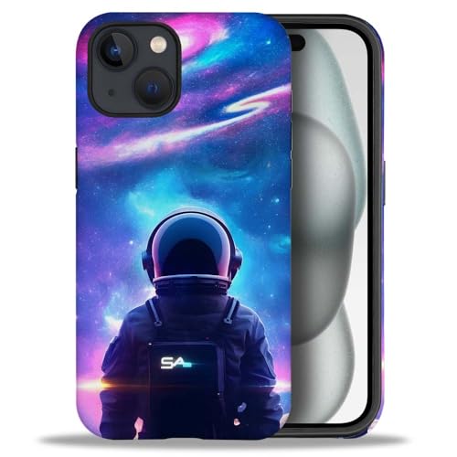 yicomon Kompatibel mit iPhone 15 Hülle, Astronaut Galaxy Starlight Weltraum Muster Druck Handyhülle Langlebig Mode Lustig Flüssigsilikonhülle Weiche Anti-Kratzer Stoßfeste Schutzhülle von yicomon