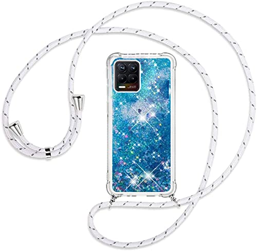 youmehe Handykette Hülle Kompatibel mit Oppo Realme 8/8 Pro Hülle,Glitzer Flüssig Bewegende Treibsand Transparent Silikon Case,TPU Silikon Ultra Dünn Stoßfeste Schutzhülle-Blau von youmehe