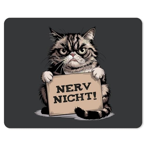 younikat Mauspad mit Büro-Spruch Nerv Nicht Motiv Katze I 24 x 19 cm I Mousepad in Standard-Größe I rutschfest I lustig Grumpy I dv_1527 von younikat