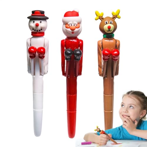 yupeuooe Weihnachts-Boxstift,Lustiger Boxstift - 3X weihnachtliche interaktive Kugelschreiber zur Stressreduzierung | Schreibstift, kreatives Schreibgerät, Schulbedarf von yupeuooe