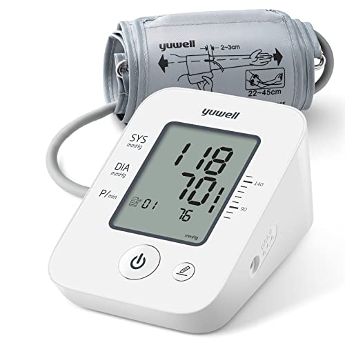 yuwell Oberarm-Blutdruckmessgerät große Manschette für 22-45 cm Oberarm, Digitaler Blutdruckmessgerät zur Genauen Blutdruck- und Pulsmessung mit Speicherfunktion und Arrhythmie-Erkennung von yuwell