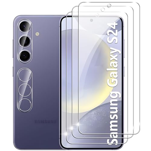 Samsung Galaxy S24 Panzerfolie 3D Schutzfolie,3 Stück Panzerfolie Schutzfolie+2 Stück Kameraschutz,HD Displayschutzfolie mit 9H Härte Displayschutz von zZjoOoj