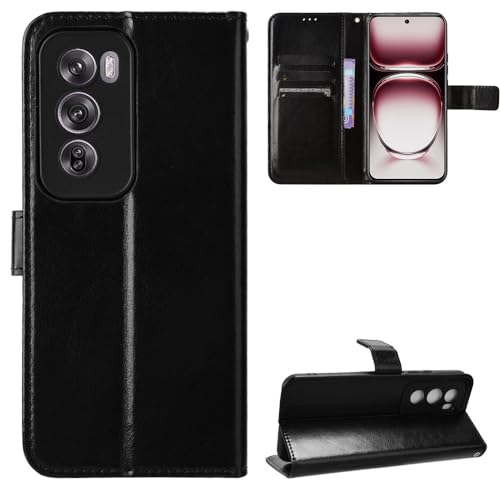 zZjoOoj Case Collection für Oppo Reno 12 Pro Klapphüllen - Premium Qualität PU Leder Handyhülle[Magnetverschluss] Geld und Kartenhalter,stoßfest,Schwarz von zZjoOoj