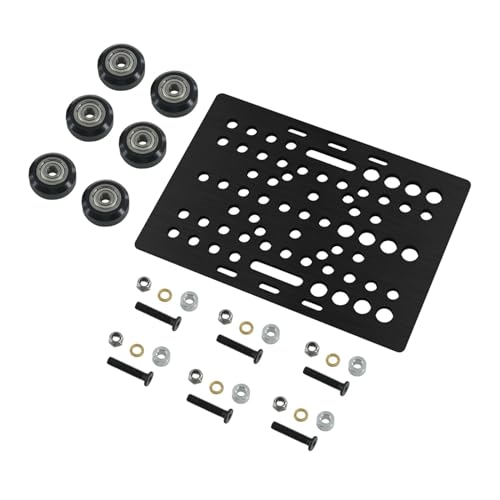 zhuhangyu 3D-Drucker-Teile, schwarzes Aluminium-V-Slot-Portalplatten-Set, 20–80 mm, mit V-Slot, massivem V-Rad, POM-Kit, POM for CNC-Maschinenteile(With 6 black wheels,4PCS) von zhuhangyu