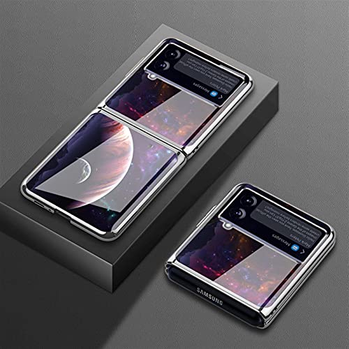 zimisu Schutzhülle für Samsung Galaxy Z Flip 3 5G (2021), galvanisiertes Glas, 360°-Schutz, silberfarben von zimisu