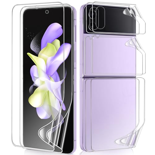 zonyee 2 Set TPU Schutzfolie Kompatibel mit Samsung Galaxy Z Flip 4, Klar HD Weiche TPU Folie Displayschutzfolie + Rückseite Folie für Samsung Galaxy Z Flip 4 - Kratzfest, Anti-Öl, Anti-Blasen von zonyee