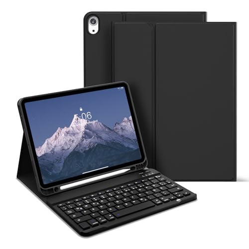 zoyu Tastatur Hülle für iPad 10. Generation 10,9 Zoll 2022, Magnetisch Bluetooth Abnehmbarer Tastatur für iPad 10, Leicht TPU Rückschale Schutzhülle für iPad 10. Gen mit Stifthalter, Schwarz von zoyu