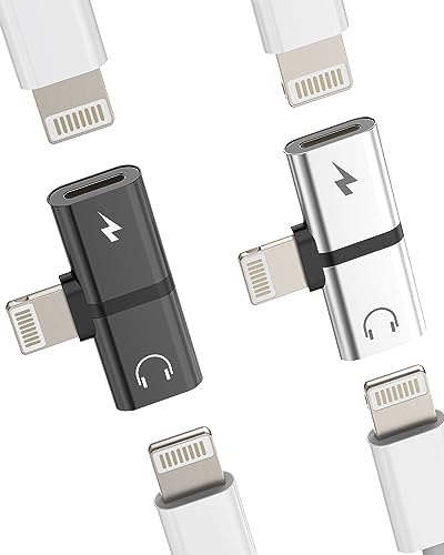 Adapter Lightning Jack 2 in 1 (2 Stück) Zubehör für Kopfhörer, iPhone, Apple, MFi-zertifiziert, Ladegerät, Kabel, Doppelstecker, Adapter, Auto, Kopfhörer, Audio für 14 13 12 11 Pro Max 7 8 Plus X iPad von zoyuzan