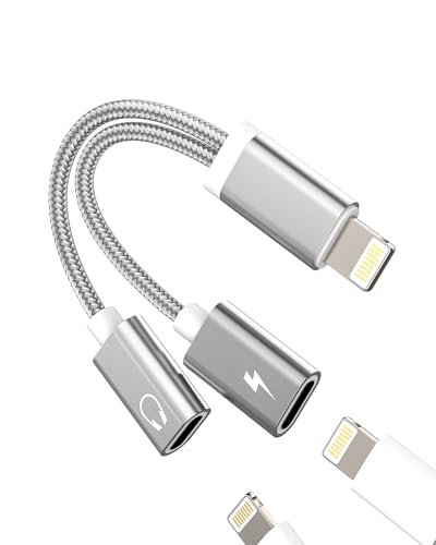 Lightning Adapter(2 in 1) Doppelstecker Kopfhörer Und Laden Klinke für Apple MFI Certified AUX Audio Splitter Charge Headphone Ladekabel Verteiler Handy für iPad Kopfhörerstecker für iPhone 14 von zoyuzan