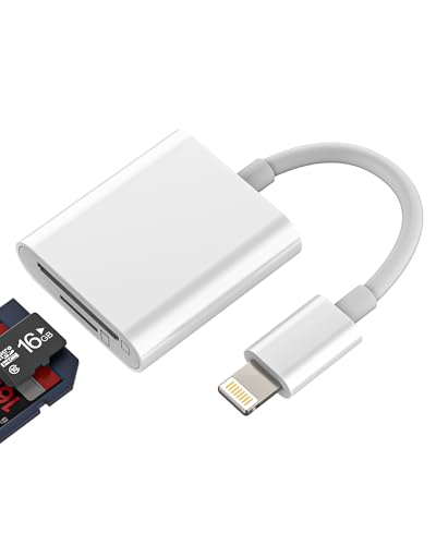 Lightning SD Kartenleser Adapter(2in1)micro SD Card Reader TF Kamera Speicherkarte Converter für iPhone 14 13 Pro Max Kartenlesegerät für Apple MFI Certified Handy Externe Memory Zubehör für iPad Pro von zoyuzan