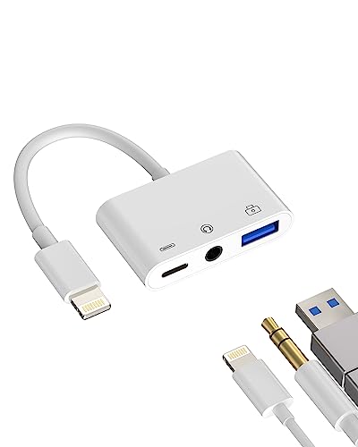 Lightning USB Adapter(3in1)3.5mm Kopfhörer AUX Audio Splitter für Apple iPhone14 13 Laden Klinke Charge OTG 3.0 Stick Digitalkamera Card Tastatur Anschluss Buchse USB-A Kartenleser Connector für iPad von zoyuzan