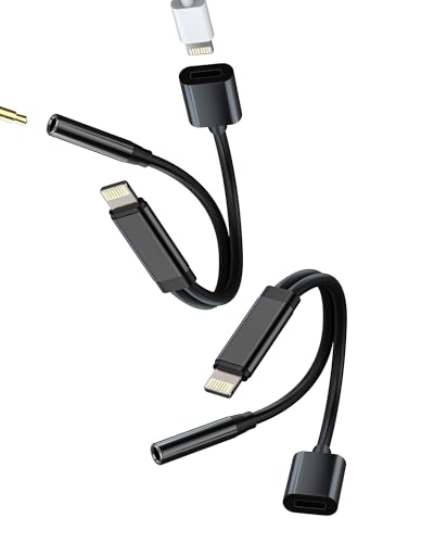 Lightning auf 3.5mm Kopfhörer Klinke Adapter für iPhone 14 13(2 Stück)für Apple MFI Certified Laden Kabel Auto AUX Audio Headphone Jack Splitter 2 in 1 für iPad Kopfhöreranschluss Ladegerät Konverter von zoyuzan