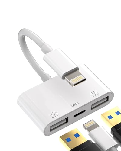 Lightning auf USB Und Charging Adapter(3 In 1)OTG 3.0 Stick für iPhone14 13 Laden Klinke Kabel für Apple MFI Certified Digital Kamera Card Tastatur Anschluss Buchse USB-A Kartenleser Splitter für iPad von zoyuzan