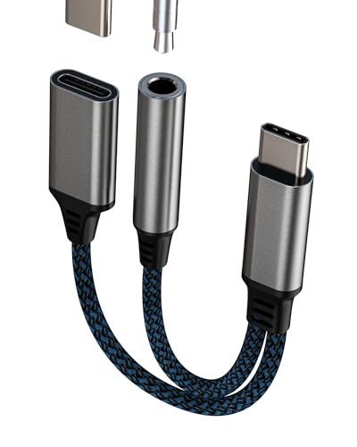 USB C auf 3.5mm Kopfhörer Audio Klinke Adapter(2 in 1)Type C Ladekabel Und Auto AUX DAC für Apple Mikrofon Headphone Jack Splitter für iPad aufladen Power Kompatibel für Samsung für iPhone 15 Pro Max von zoyuzan