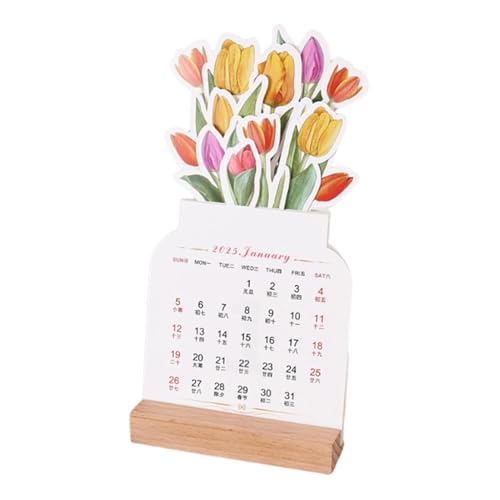 Blühender Blumenstrauß-Kalender, Schreibtisch-Kalender, Monatsplaner, blühende Blumen, Schreibtischdekoration, Vasenförmiger 2025-Kalender, lustiger blühender Blumen-Tischkalender für Heimdekoration, von zwxqe