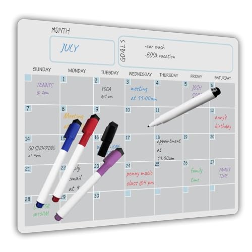 Whiteboard, löschbarer, monatlicher und wöchentlicher Zeitplan, magnetischer, trocken abwischbarer Kalender, Kühlschrankaufkleber, Nachrichtentafel, weiches Whiteboard-Set(Nero) von zyzZSRHZYZ